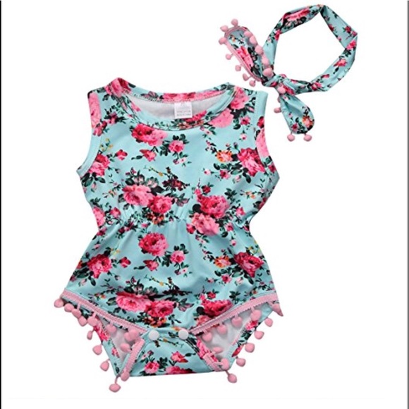 Newborn Baby Girl Rompers tanssel Sleeveless - Picture 5 of 8